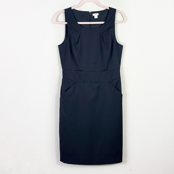 J. Crew Wool Blend Sleeveless Sheath Black Career Dress Size 6 - Picture 9 of 11